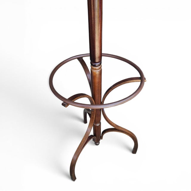 Wood Vintage Bentwood Coat & Hat Rack, Hall Tree Thonet Style With Umbrella Ring For Sale - Image 7 of 13
