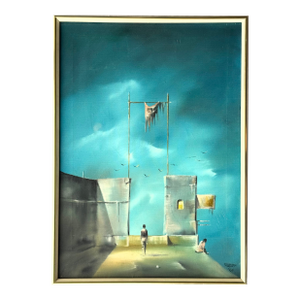 Eugene Hawkins 1964 Surrealist Oil on Canvas Painting
