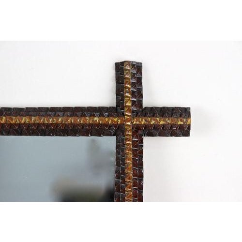 Late 19th Century Rustic Tramp Art Handcarved Wall Mirror, Austria, 1880s For Sale - Image 5 of 18