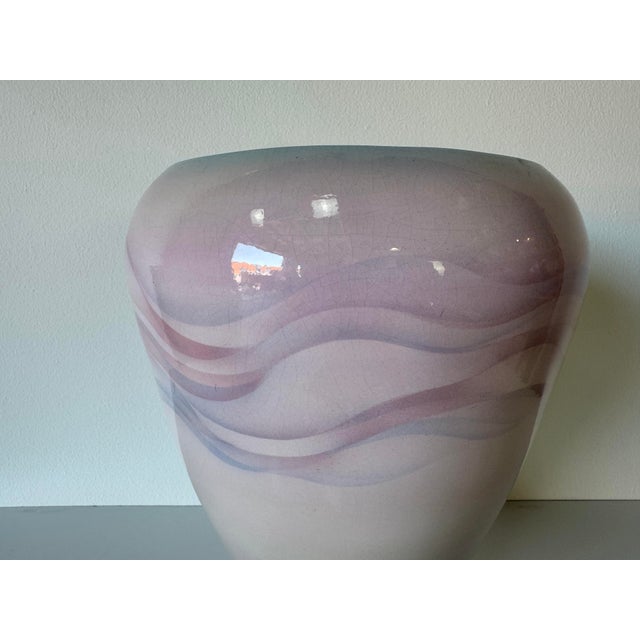 1980’s Vintage Purple Glazed Art Ceramic Vase, Signed For Sale In Miami - Image 6 of 12