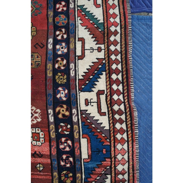 Semi Antique Hand Knotted Tribal Geometric Medallion Wool Area Rug 7' X 9' For Sale - Image 10 of 16