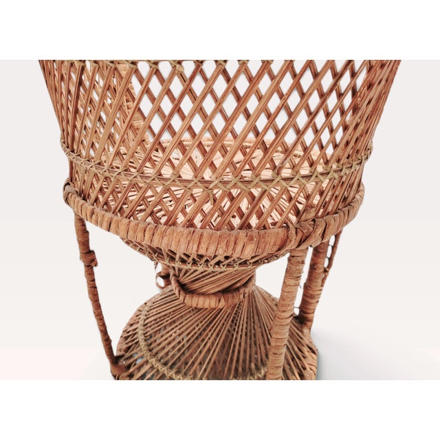 Vintage Rattan Junior Emmanuelle Wicker Peacock Throne Chair, 1960s For Sale - Image 9 of 13