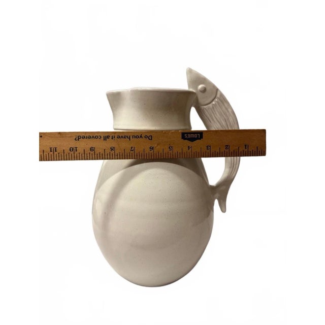 Wine Large 13" Hand-Made Italian Ceramic Pitcher With Figural Fish Handle For Sale - Image 8 of 8