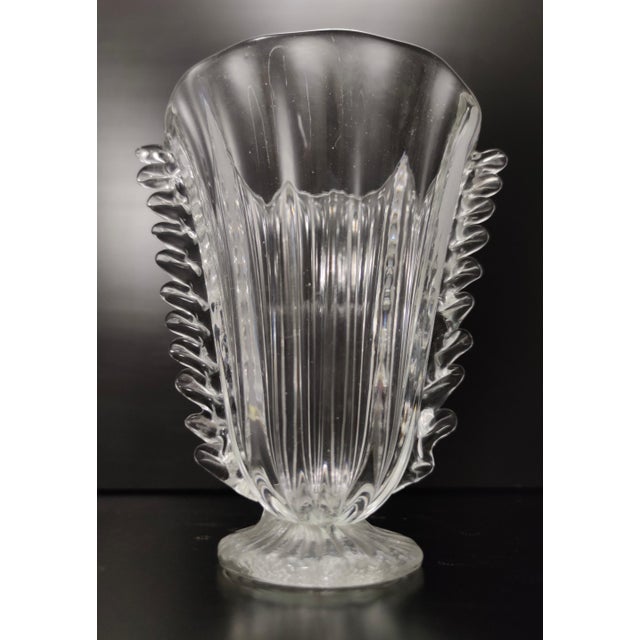 Vintage Transparent Murano Glass Vase from Barovier and Toso, 1930s For Sale - Image 4 of 13