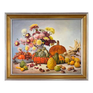 Autumn Gift - Seasonal Harvest Still Life With Flowers by Albin Kern.