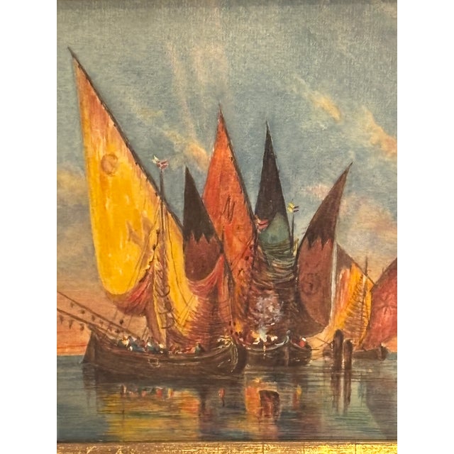 Bronze Venetian Watercolor of Sailing Ships For Sale - Image 8 of 10
