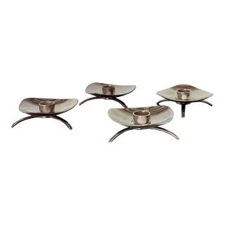 1960s Carl Cohr Atla Denmark Modernist Silver Candle Holders- Set of 4 For Sale
