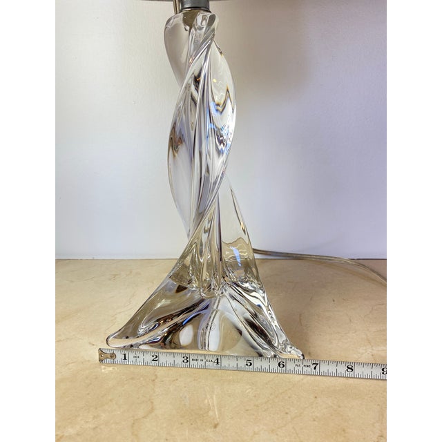 Maison Saint Louis France Twisted Crystal Table Lamp, Signed French Mid-Century Modern Lighting For Sale - Image 12 of 12