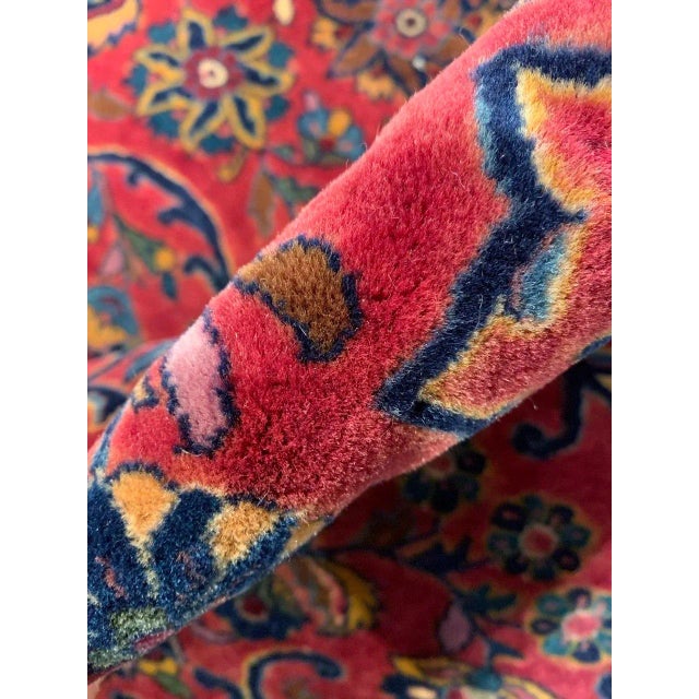 Textile 1900 - 1909 Rose Antique Persian Kashan For Sale - Image 7 of 9
