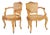 Pair of 1960s French Wood and Cane Arm Chairs Louis XV Style by Marie Albert For Sale