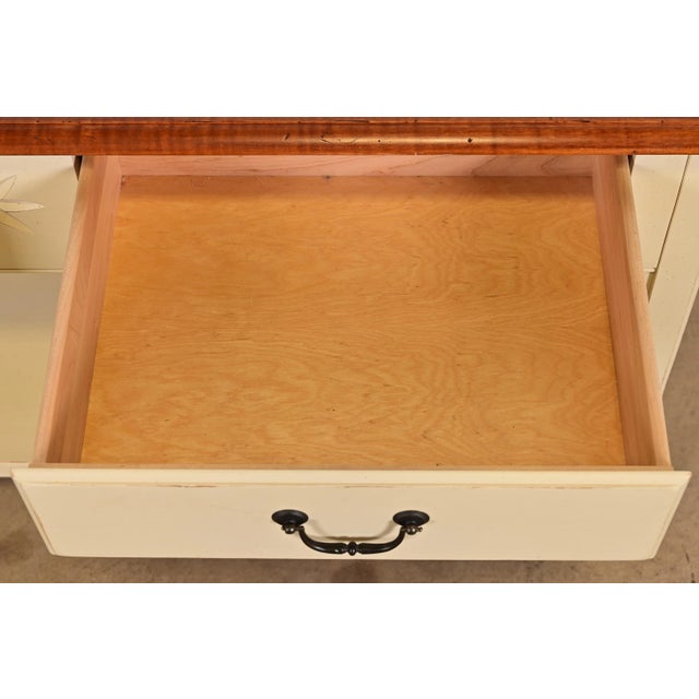 Cream Ethan Allen American Colonial Cream Lacquered Maple Sideboard Buffet Server or Console Table For Sale - Image 8 of 17