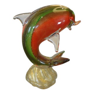 Murano Glass Dolphin Attributed to Barbini For Sale