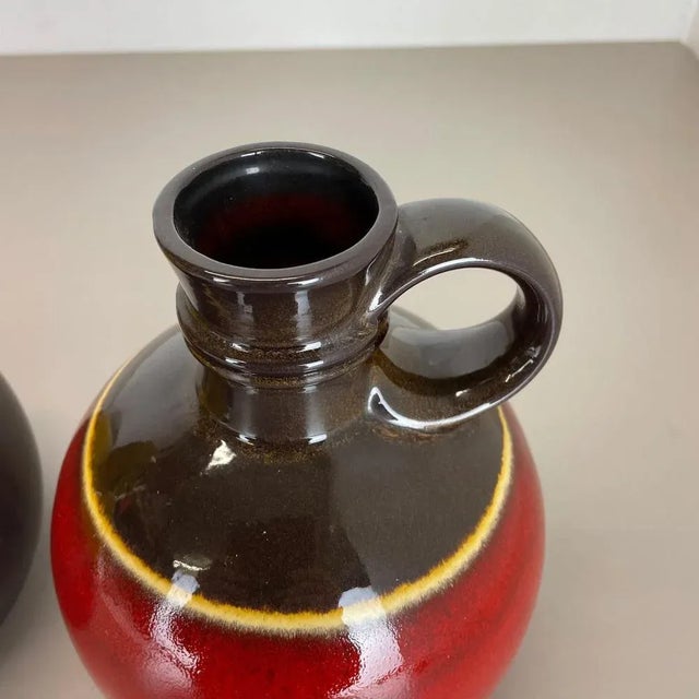German Pottery Vases in Red and Yellow from Steuler Ceramics, 1970s, Set of 2 For Sale - Image 14 of 18