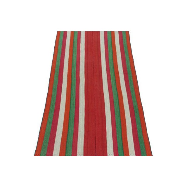 1950s 1950s Vintage Persian Kilim in Red With Multicolor Stripes by Rug & Kilim For Sale - Image 5 of 7