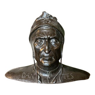Antique Somma Foundry Cast Bronze 13" Dante Table Top Bust For Sale