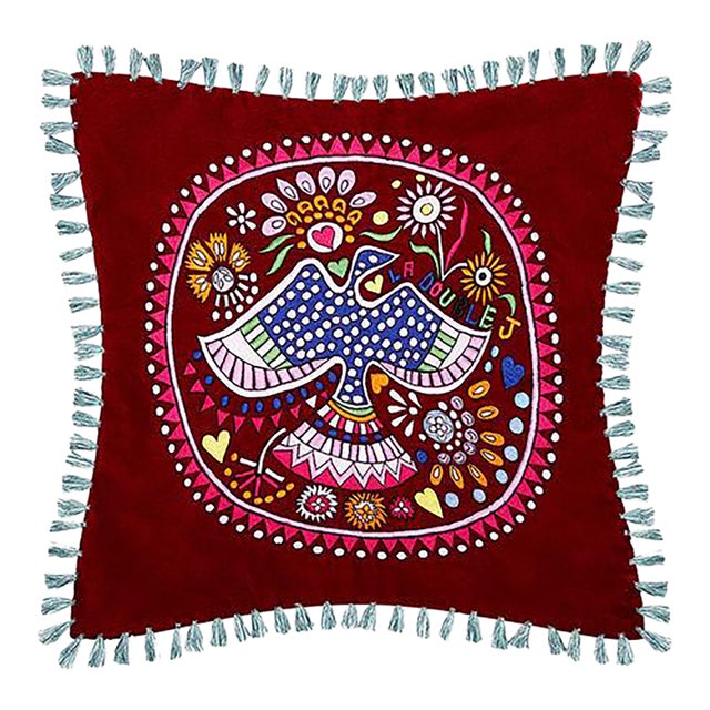 Baby Demeter in Velvet Embroidered Cushion For Sale