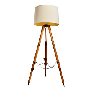 1940s Vintage Adjustable Surveyors Tripod Floor Lamp For Sale