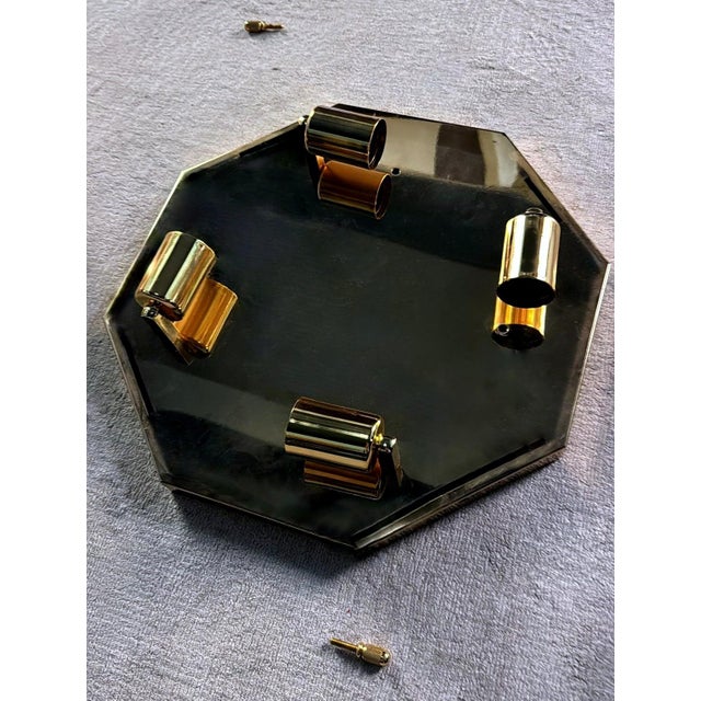Mid 20th Century Italian Mid-Century Modern Brass and Satin Glass Ceiling Lights - a Pair For Sale - Image 13 of 16