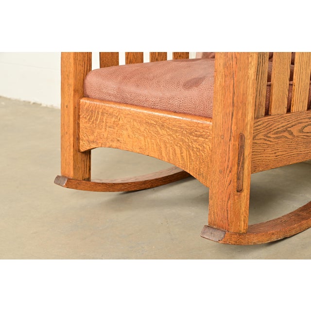 Harden Furniture Antique Mission Oak Arts & Crafts Rocking Chair, Circa 1910 For Sale - Image 10 of 13
