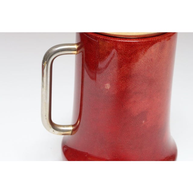 Red 1950s Italian Modernist Pitcher in Brass and Dyed Red Goatskin by Aldo Tura For Sale - Image 8 of 18