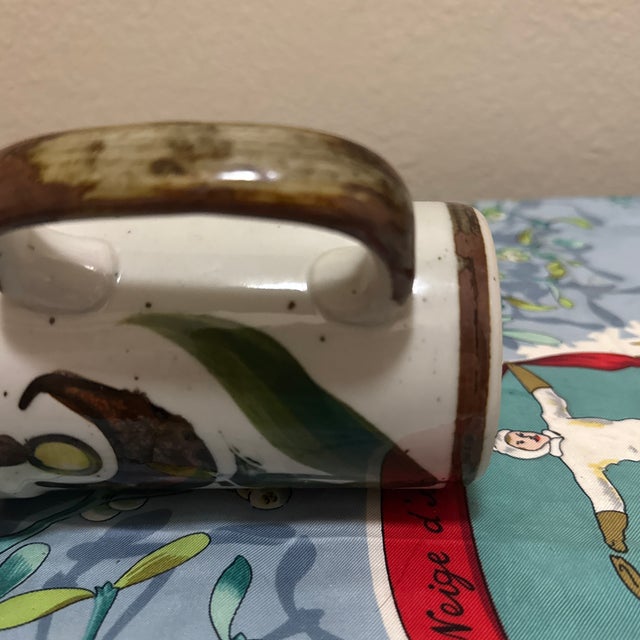 Ceramic 1960s Mid-Century Modern Hand-Painted Ceramic Stoneware Mug With Abstract Floral Motif For Sale - Image 7 of 9