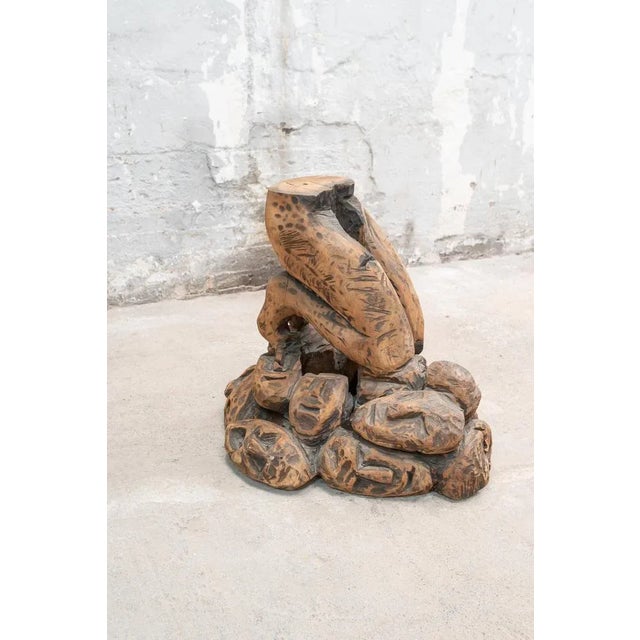 Wood Kneeling Man Pedestal in Carved Wood, 20th Century For Sale - Image 7 of 7