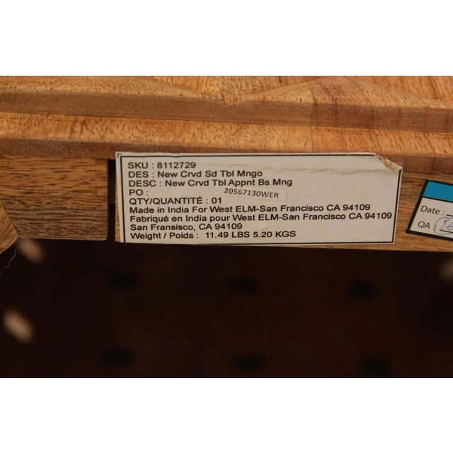 West Elm Carved Wood Side Table Chairish