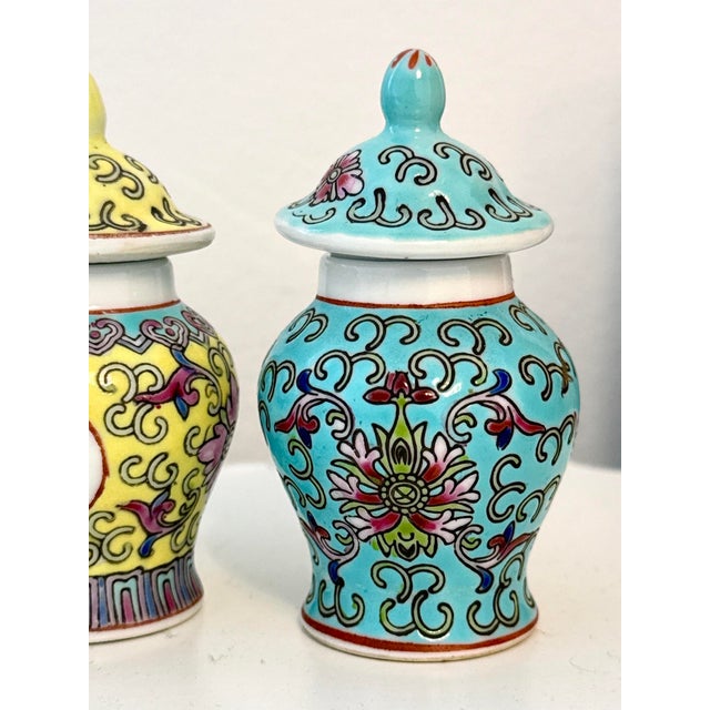 Chinese Miniature Lidded Temple Jars - A Set of 3 For Sale - Image 4 of 9