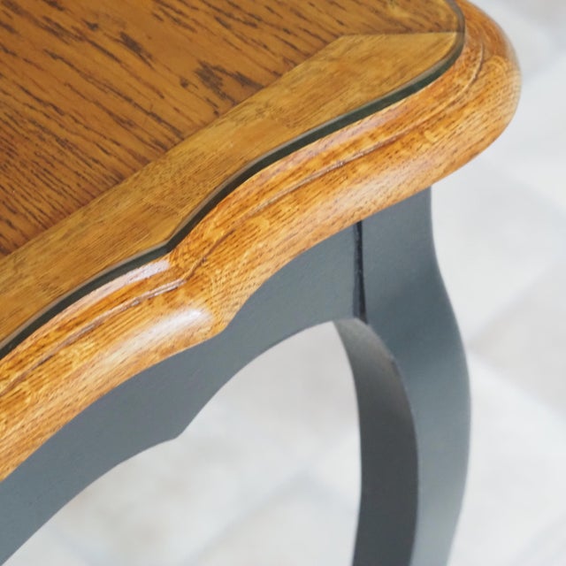 Louis XV Desk in Black with Oak Top and Glass Top For Sale - Image 11 of 13
