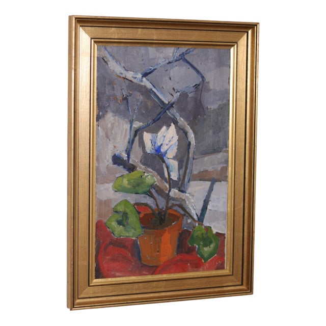 Majken Bergvin, Winter Cyclamen, 1965, Oil on Canvas, Framed For Sale