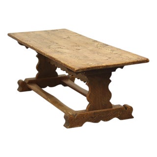 Antique Rustic Farmhouse Refectory Coffee Table in Solid Oak For Sale