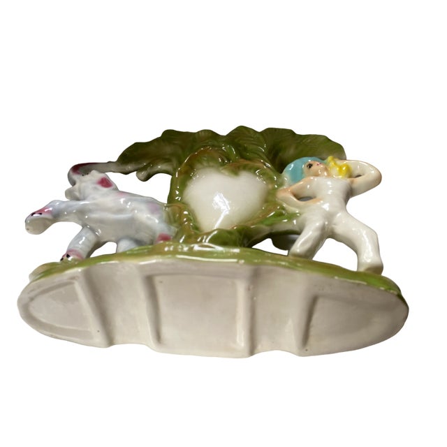 1930s Polychrome Italian Vase With Palm Trees, Woman With Bananas and Elephant With Upturned Trunk For Sale - Image 9 of 10