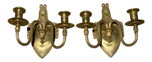 Neoclassic Style Gilt Bronze Sconces - a Pair