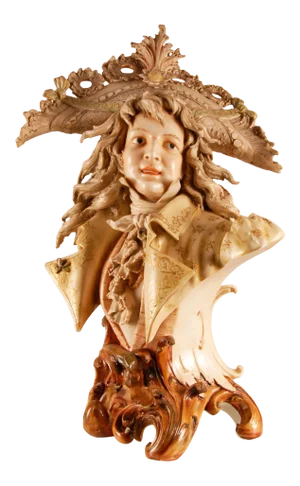 Art Nouveau Amphora Austria Bust Boy Figurine Polychrome Ceramic Pottery Sculpture