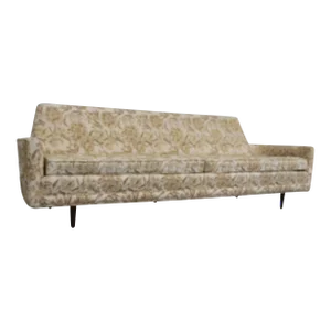 Mid-Century Elongated Curved Back 90" Sofa on Pencil Legs