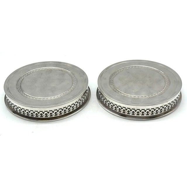 Pair Padova (Padua), Northern Italian .800 Silver Neoclassical Wine Coasters For Sale - Image 9 of 10