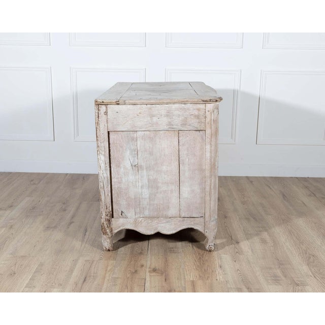 Wood 18th Century French Louis XV Bleached Oak Curved Commode with Parquet Top For Sale - Image 7 of 9