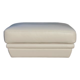 Natuzzi Light Gray Leather Ottoman For Sale