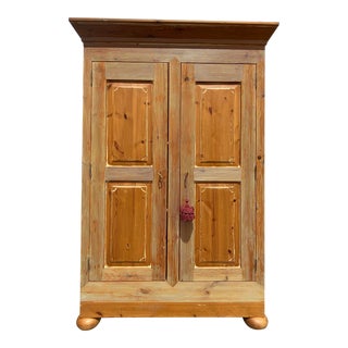 Vintage Irish Pine Georgian Inspired Two Door Armoire. For Sale