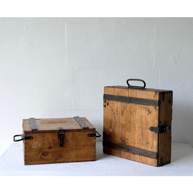 Vintage Wooden Storage Boxes, 1920s, Set of 2 For Sale - Image 14 of 15