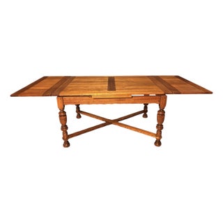 1920s Beautiful Unique Solid Mahogany Draw Leaf Table For Sale