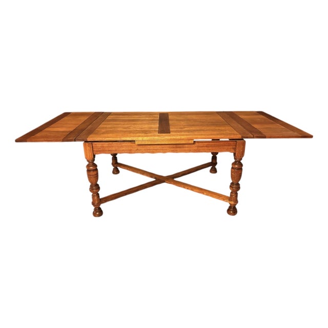 1920s Beautiful Unique Solid Mahogany Draw Leaf Table For Sale