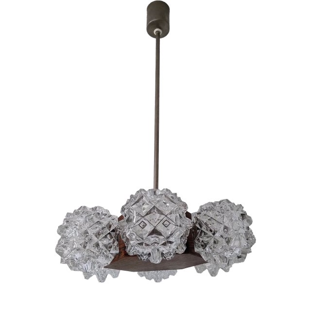 Mid-Century Modern Blackberry Crystal Glass Chandelier, 1970s For Sale