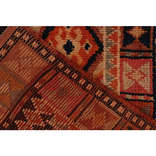 Textile Vintage Turkish Tribal Runner in Orange and Brown With Colorful Geometric Motifs For Sale - Image 7 of 8