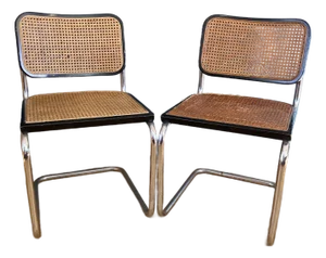 Pair of Mid 20th Century Chrome & Cane Thonet Style Dining Chairs