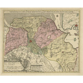 Antique Map of the Province of Groningen in the Netherlands, 1700 For Sale