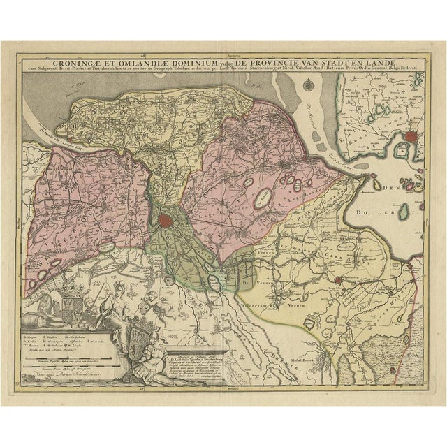 Antique Map of the Province of Groningen in the Netherlands, 1700 For Sale