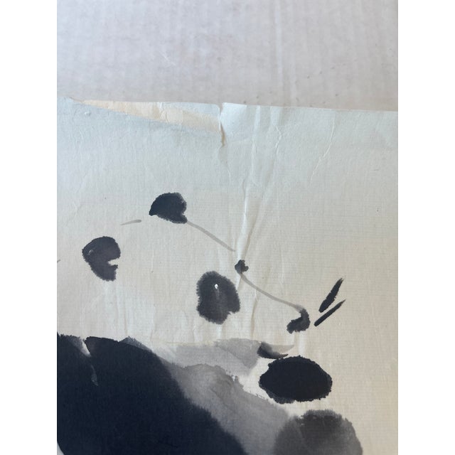 Vintage Chinese-Style Ink Painting of Pandas on Rice Paper, Signed j.r Gaston. For Sale In Seattle - Image 6 of 9