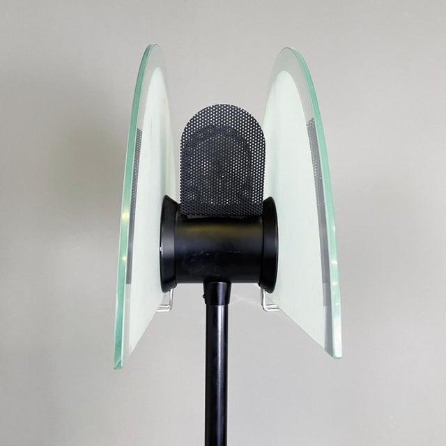 Italian Modern Floor Lamp in Matt Glass Lampshape and Black Metal, 1980s For Sale - Image 13 of 18