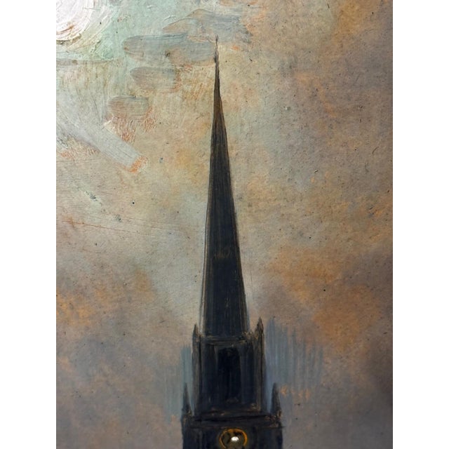 Walter Linsley Meegan (1859–1944) Trinity Church, Liverpool by Night Victorian Oil Painting Circa 1890 For Sale - Image 12 of 15
